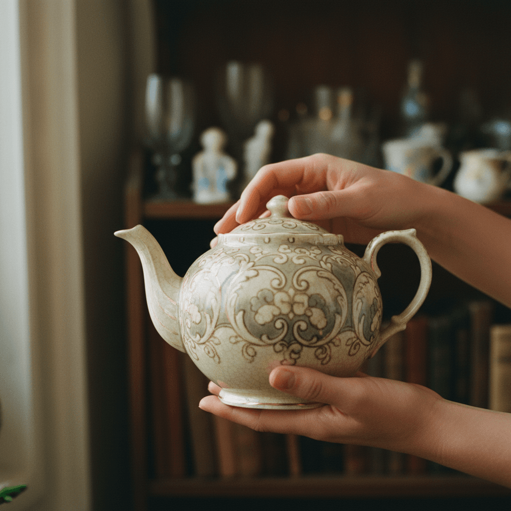 Hand-painted porcelain teacup with detailed artisanal decoration